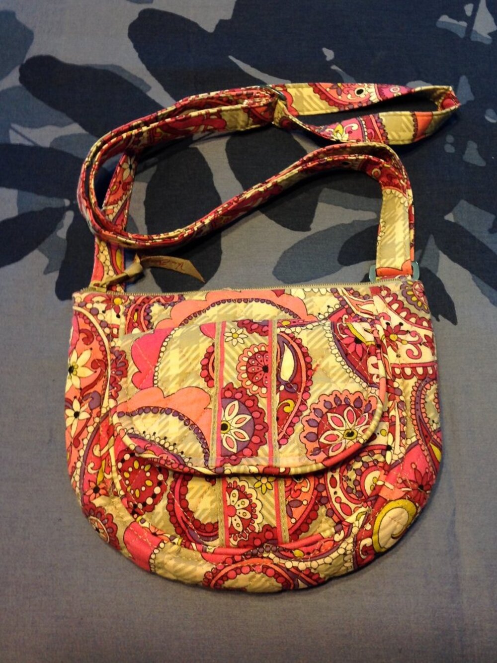 Vera Bradley Lizzy Paisley Meets Plaid Floral Crossbody Purse Bag Retired Print